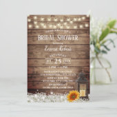 ひまわり素朴ヴィンテージランタンブライダルシャワー 招待状 (スタンド正面)