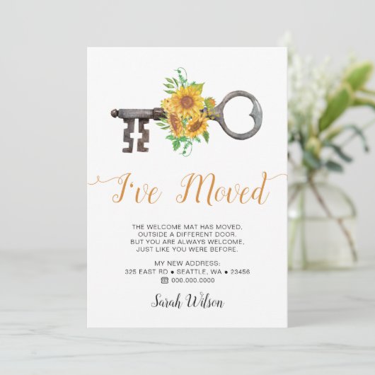 ひまわり素朴ヴィンテージ鍵私は動いている 案内状 (スタンド正面)