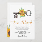 ひまわり素朴ヴィンテージ鍵私は動いている 案内状 (正面/裏面)