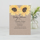 ひまわり素朴中立ジェンダー赤ちゃんシャワー 招待状 (スタンド正面)