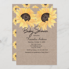 ひまわり素朴中立ジェンダー赤ちゃんシャワー 招待状