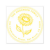 ひまわり素朴丸ファミリー名差出人住所 セルフインキングスタンプ (デザイン)