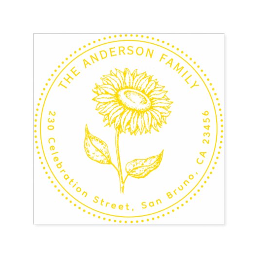 ひまわり素朴丸ファミリー名差出人住所 セルフインキングスタンプ (デザイン)