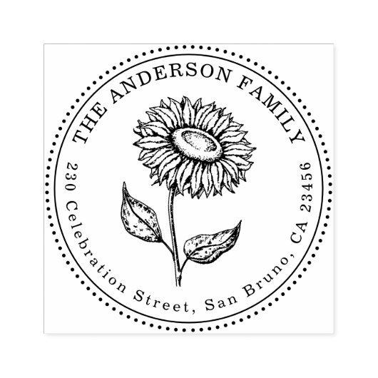 ひまわり素朴丸ファミリー名差出人住所 ラバースタンプ (インプリント)