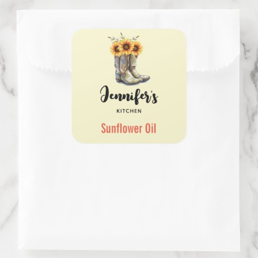 ひまわり素朴付きカウボーイブーツ スクエアシール (バッグ)