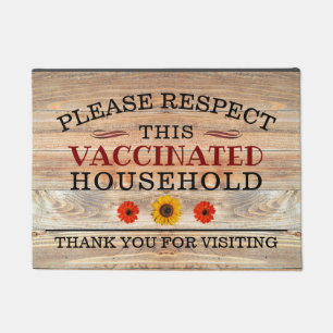ひまわり素朴付き木材VACCINATED WELCOME ドアマット