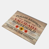 ひまわり素朴付き木材VACCINATED WELCOME ドアマット (アングル)