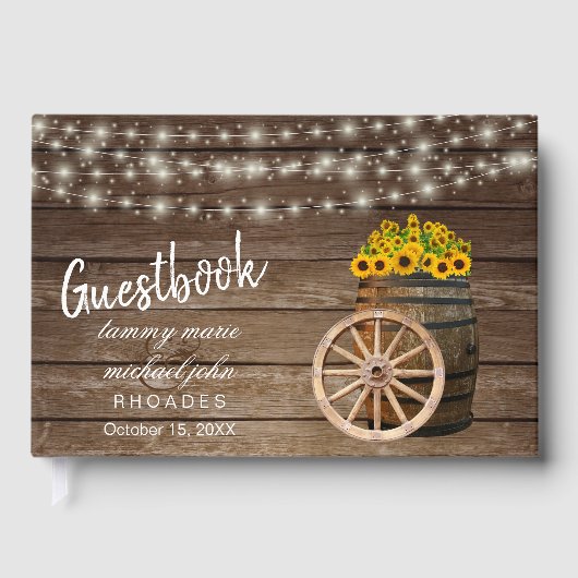 ひまわり素朴付き木樽ゲストブック ゲストブック (正面)