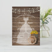 ひまわり素朴付き木製バレルブライダルシャワー 招待状 (スタンド正面)