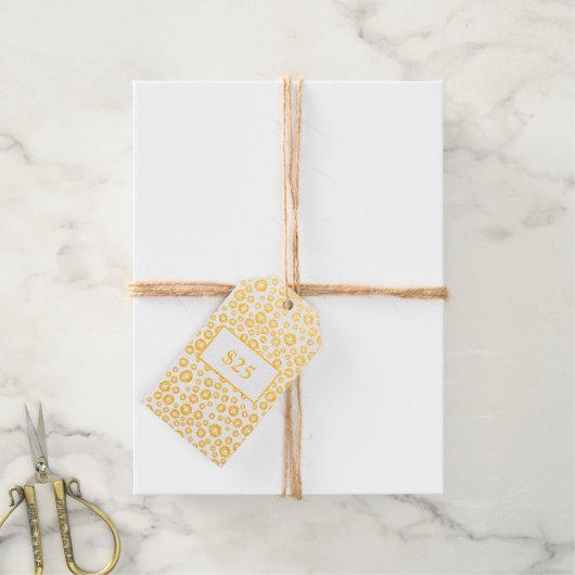 ひまわり素朴価格ラベル金ゴールドあなたのインフォメーションビジネス ギフトタグ (麻糸付属)