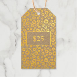 ひまわり素朴価格ラベル金ゴールドあなたのインフォメーションビジネス ギフトタグ