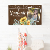 ひまわり素朴写真弦ライト卒業 横断幕 (インサイチュ)