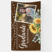 ひまわり素朴写真弦ライト卒業 横断幕 (縦)