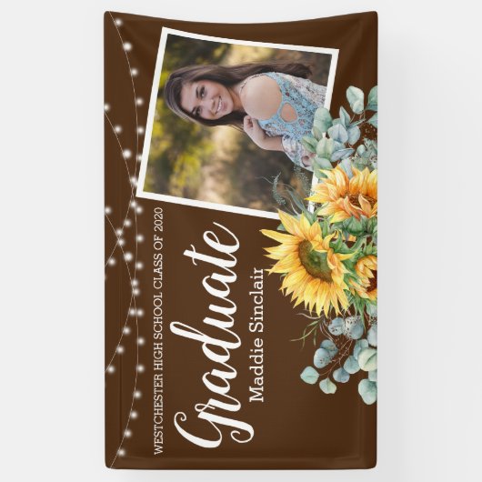 ひまわり素朴写真弦ライト卒業 横断幕 (縦)