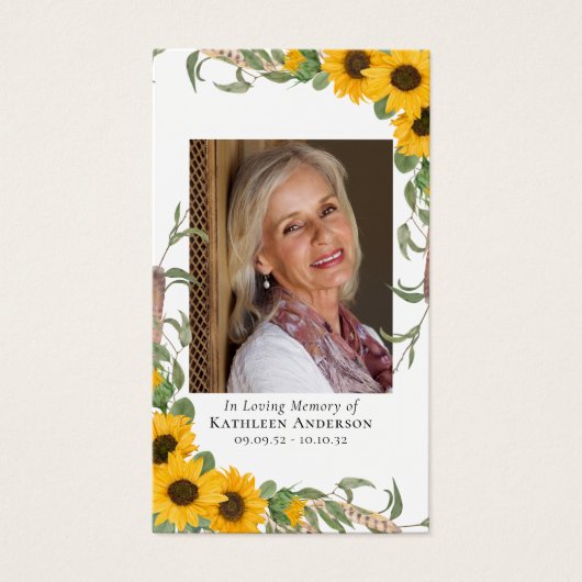 ひまわり素朴写真記念祈りの言葉カード (正面)