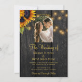 ひまわり素朴写真QR RSVPすべて一つ結婚で 招待状 (正面)