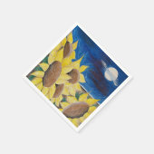 ひまわり素朴収穫手描きフォークアート スタンダードカクテルナプキン (角)