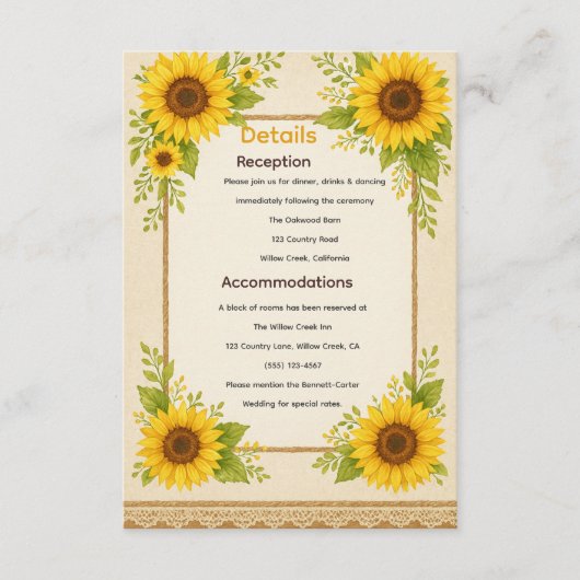 ひまわり素朴囲いカード エンクロージャーカード (正面)