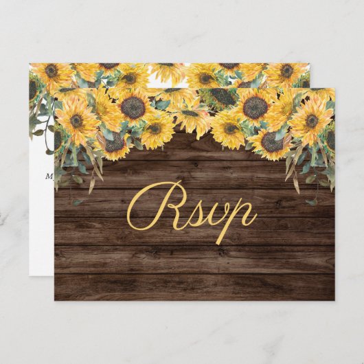 ひまわり素朴国の結婚式RSVPはがき シーズンポストカード (正面/裏面)