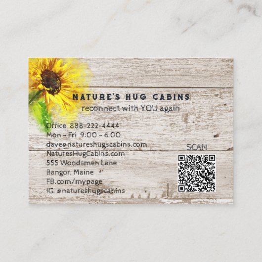 *~*ひまわり素朴国AP49動揺して木材 名刺 (裏面)