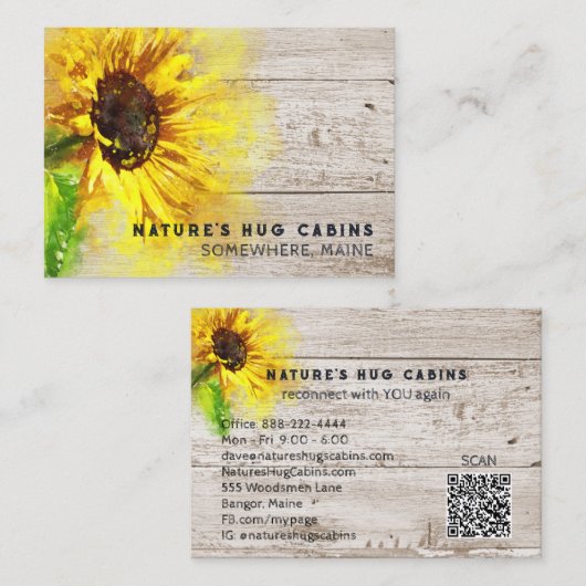 *~*ひまわり素朴国AP49動揺して木材 名刺 (正面/裏面)