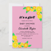 ひまわり素朴夏のフローラ女の子ベビーシャワー 招待状 (正面)