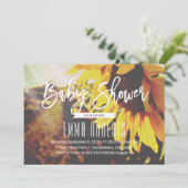 ひまわり素朴夏のフローラ赤ちゃんシャワー 招待状 (スタンド正面)