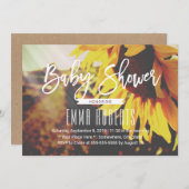 ひまわり素朴夏のフローラ赤ちゃんシャワー 招待状 (正面/裏面)