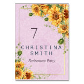 ひまわり素朴夏エレガントの退職パーティー テーブルナンバー (正面)