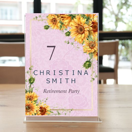 ひまわり素朴夏エレガントの退職パーティー テーブルナンバー