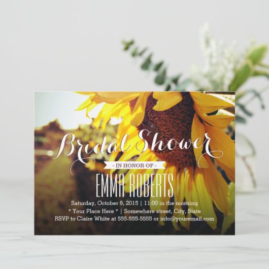 ひまわり素朴夏ブライダルシャワー 招待状 (スタンド正面)
