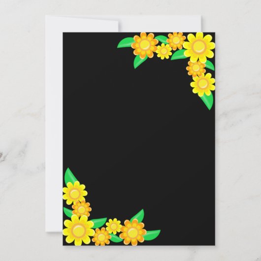 ひまわり素朴夏ブラックフローラ40歳の誕生日 招待状 (裏面)