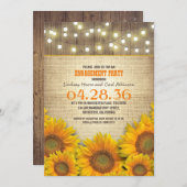 ひまわり素朴婚約パーティ招待状 招待状 (正面/裏面)