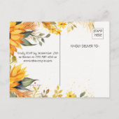 ひまわり素朴婚約パーティ インビテーションポストカード (裏面)