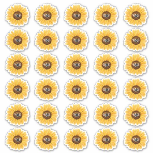 ひまわり素朴封筒用シールモノグラムイニシャル シール (正面)