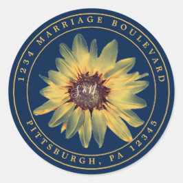 ひまわり素朴差出人住所シール ラウンドシール