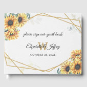 ひまわり素朴幾何エレガント金ゴールド結婚の ゲストブック (正面)