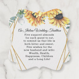 ひまわり素朴幾何エレガント金ゴールド結婚の フェイバータグ