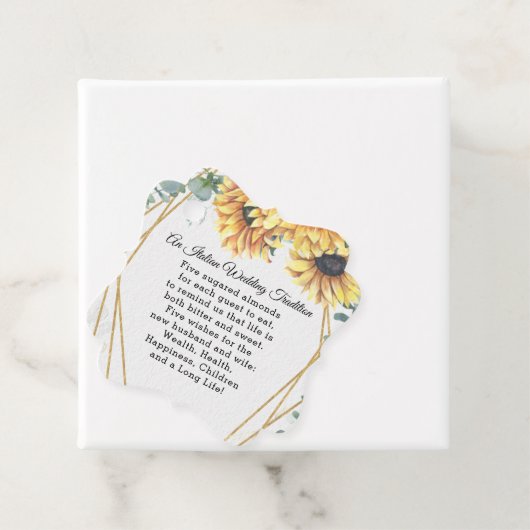 ひまわり素朴幾何エレガント金ゴールド結婚の フェイバータグ (インサイチュ)