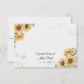 ひまわり素朴幾何エレガント金ゴールド結婚の 出欠カード (裏面)