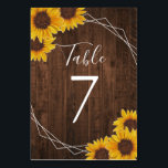ひまわり素朴幾何学模様 テーブルナンバー<br><div class="desc">このテー結婚ブルのカードかわいらしデザインは、素朴な木の背景に色彩の鮮やか水の色のひまわり、幾何学的なアクセントを備えている。クリックボタンでは、文字の変更をより柔軟に！このデザインのバリエーションや調整製品は当店zazzle.com/doodlelulu*で入手できる。お連絡もし客様のマッチングデザインを作成するには、この製品を特定の製品に適用する必要ユニークがあります！6月2日までにDoodleLuluを見てくれてどうもありがとうバグデザイン!</div>