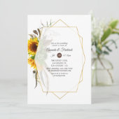 ひまわり素朴幾何学的ウェディングシャワー 招待状 (スタンド正面)