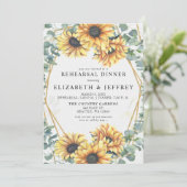 ひまわり素朴幾何学的金ゴールドリハーサルディナー 招待状 (スタンド正面)