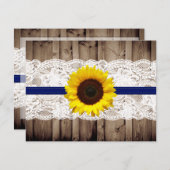 ひまわり素朴式の木製とレースRSVP 出欠カード (正面/裏面)