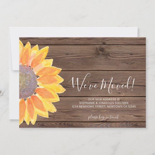 ひまわり素朴引っ越しました告知カード 案内状 (正面)
