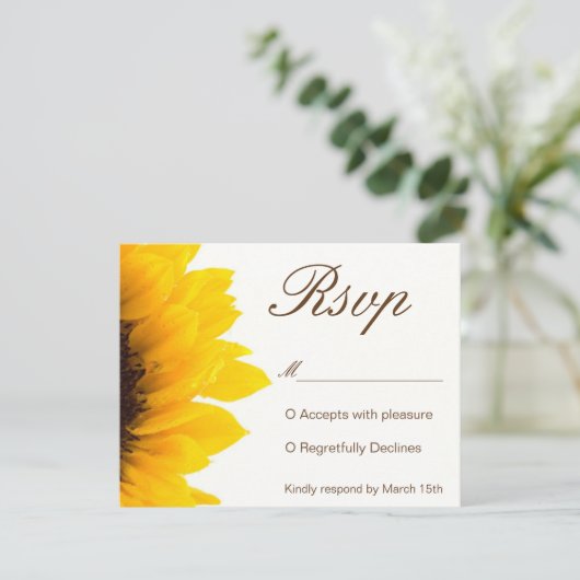 ひまわり素朴招待状RSVP 出欠カード (スタンド正面)