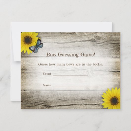 ひまわり素朴推測伯爵赤ちゃんシャワーゲーム 招待状 (正面)