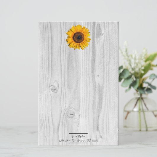 ひまわり素朴文具パーソナライズされた 便箋 (スタンド正面)