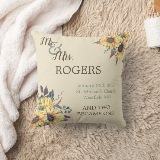 ひまわり素朴新郎新婦装飾用クッション クッション (ブランケット)