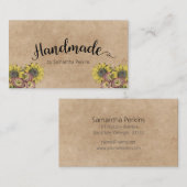 ひまわり素朴書道手作りのクラフト紙 名刺 (正面/裏面)